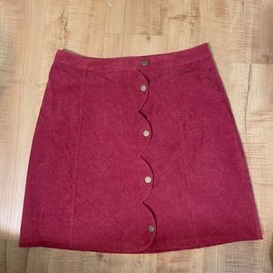 Burgundy Scalloped button Skirt